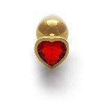 Анальна пробка - Ouch! Metal Butt Plug Small Gold/Ruby Red - мініатюра 4