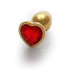 Анальна пробка - Ouch! Metal Butt Plug Small Gold/Ruby Red - мініатюра 3