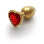 Анальна пробка - Ouch! Metal Butt Plug Small Gold/Ruby Red - мініатюра 2