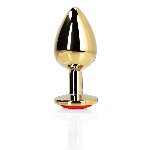 Анальна пробка - Ouch! Metal Butt Plug Small Gold/Ruby Red - мініатюра 5