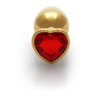 Анальна пробка - Ouch! Metal Butt Plug Medium Gold/Ruby Red - мініатюра 4