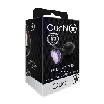 Анальна пробка - Ouch! Metal Butt Plug Small Gunmetal/Amethyst Purple - мініатюра 1
