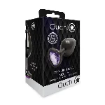 Анальна пробка - Ouch! Metal Butt Plug Medium Gunmetal/Amethyst Purple - мініатюра 1
