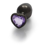 Анальна пробка - Ouch! Metal Butt Plug Medium Gunmetal/Amethyst Purple - мініатюра 3