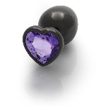 Анальна пробка - Ouch! Metal Butt Plug Large Gunmetal/Amethyst Purple - мініатюра 3