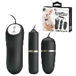 Віброяйце з вібропулею - Pretty Love Electric Stimulation Double Vibro-Bullets Black - мініатюра 1
