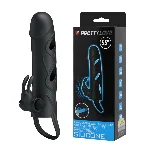 Насадка на член - Pretty Love Penis Sleeve With Ball Strap 5.5" Black - мініатюра 1