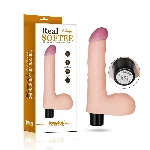Реалістичний вібратор - Real Softee Vibrator With Balls 8" - мініатюра 1