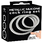 Набір ерекційних кілець - Metallic Silicone Cock Ring Set - мініатюра 1
