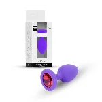 Анальна пробка - Jewellery Silicone Purple Plug S Red - мініатюра 1