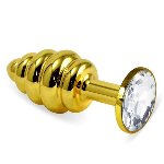 Анальна пробка - Heavy Metal Anal Plug Gold Rosebud Spiral Clear - мініатюра 1