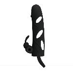Насадка на член - Pretty Love Penis Sleeve With Ball Strap 5.5" Black - мініатюра 2