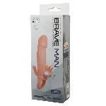 Насадка на член - Brave Man Vibrating Penis Sleeve Flesh - мініатюра 10