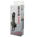 Насадка на член - Brave Man Vibrating Penis Sleeve Black - мініатюра 5
