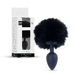 Анальна пробка - Bunny Tail Silicone Black Plug Black - мініатюра 1