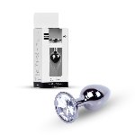 Анальна пробка - Jewellery Dark Silver Plug Clear - мініатюра 1