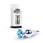 Анальна пробка - Jewellery Silver Long Plug Light Blue - мініатюра 1