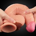Фалоімітатор - Dual-Layered Silicone Cock 10" Flesh #1 - мініатюра 9