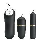 Віброяйце з вібропулею - Pretty Love Electric Stimulation Double Vibro-Bullets Black - мініатюра 3