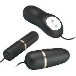 Віброяйце з вібропулею - Pretty Love Electric Stimulation Double Vibro-Bullets Black - мініатюра 4