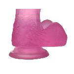 Фалоімітатор з мошонкою - Jelly Studs Crystal Dildo Medium 7" Pink - мініатюра 7