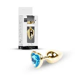 Анальна пробка - Jewellery Gold Heart Plug Light Blue - мініатюра 1