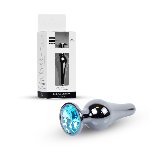 Анальна пробка - Jewellery Dark Silver Long Plug Light Blue - мініатюра 1