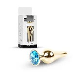 Анальна пробка - Jewellery Gold Long Plug Light Blue - мініатюра 1