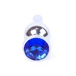 Анальна пробка - Jewellery Silver BUTT PLUG- Dark Blue - мініатюра 2