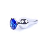 Анальна пробка - Jewellery Silver BUTT PLUG- Dark Blue - мініатюра 4