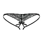 Жіночі стрінги - Obsessive Picantina Crotchless Thong Black L/XL - мініатюра 2