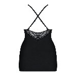 Пеньюар - Obsessive 828-CHE-1 Chemise & Thong Black L/XL - мініатюра 4