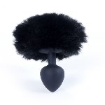 Анальна пробка - Bunny Tail Silicone Black Plug Black - мініатюра 2