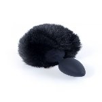 Анальна пробка - Bunny Tail Silicone Black Plug Black - мініатюра 3