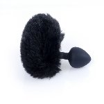 Анальна пробка - Bunny Tail Silicone Black Plug Black - мініатюра 4