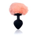 Анальна пробка - Bunny Tail Silicone Black Plug Peach - мініатюра 2