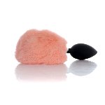 Анальна пробка - Bunny Tail Silicone Black Plug Peach - мініатюра 3