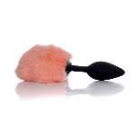Анальна пробка - Bunny Tail Silicone Black Plug Peach - мініатюра 4