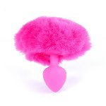 Анальна пробка - Bunny Tail Silicone Pink Plug Pink - мініатюра 2