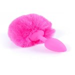 Анальна пробка - Bunny Tail Silicone Pink Plug Pink - мініатюра 3