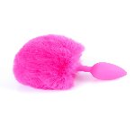 Анальна пробка - Bunny Tail Silicone Pink Plug Pink - мініатюра 4