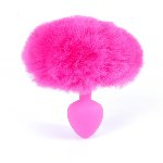 Анальна пробка - Bunny Tail Silicone Pink Plug Pink - мініатюра 6