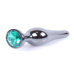 Анальна пробка - Jewellery Dark Silver BUTT PLUG- Green - мініатюра 2