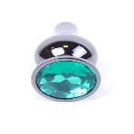 Анальна пробка - Jewellery Dark Silver BUTT PLUG- Green - мініатюра 5