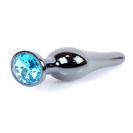 Анальна пробка - Jewellery Dark Silver Long Plug Light Blue - мініатюра 2
