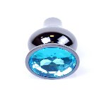 Анальна пробка - Jewellery Dark Silver Long Plug Light Blue - мініатюра 6