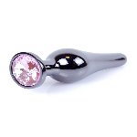 Анальна пробка - Jewellery Dark Silver Long Plug Pink - мініатюра 2