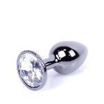 Анальна пробка - Jewellery Dark Silver Plug Clear - мініатюра 2