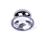 Анальна пробка - Jewellery Dark Silver Plug Clear - мініатюра 5