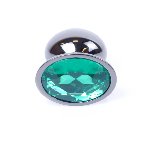 Анальна пробка - Jewellery Dark Silver Plug Green - мініатюра 4